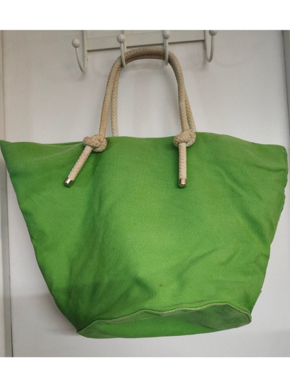 Kate Spade Lime Green G&T Beach Tote Bag Rope Handles Heavyweight Canvas - Picture 2 of 15